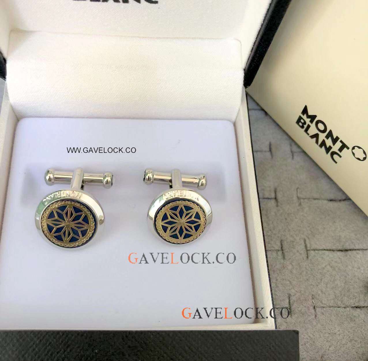 Gold-Black-Silver Mont blanc Cufflinks Men